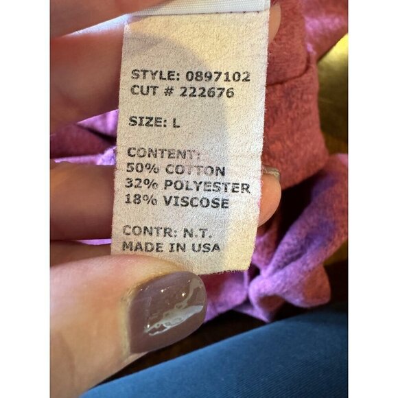 Cut Loose Dress‎ Women Large Pink Mauve Lace Like Pattern Long Sleeve Mini Boho - Picture 9 of 9